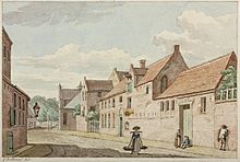 West-Indisch Huis, kantoor van de Kamer van de WIC in Groningen met op de achtergrond het Aduardergasthuis (Bulthuis, ca. 1786)
