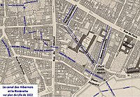 Canal des Hibernois sur plan de 1822