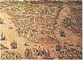 Mappa di Costantinopoli nel XVI secolo.