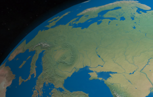 Digital rendering of Europe, focused over the continent's eastern portion Eastern Europe from space.png