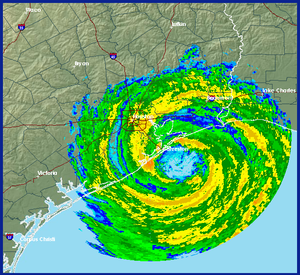 Radar image of Hurricane Ike at landfall. HGX ...