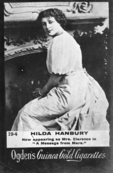 Cigarette card as Mrs. Clarence in the comedy A Message from Mars (1900)