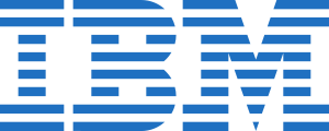 The eight-striper wordmark of IBM, the letters...
