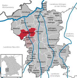 Läget för Ichenhausen i Landkreis Günzburg