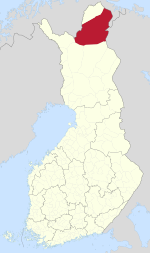 伊納里位於芬蘭中的位置