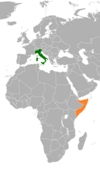 نقشهٔ موقعیت ایتالیا و سومالی.