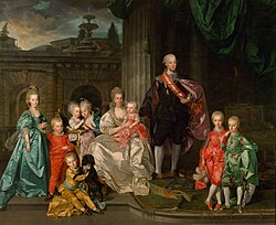 The family of Holy Roman Emperor Leopold II, the Grand Duke of Tuscany between 1765 and 1790. Johann Zoffany - Grossherzog Pietro Leopoldo von Toskana mit seiner Familie im Hof des Palazzo Pitti, Florenz.jpg