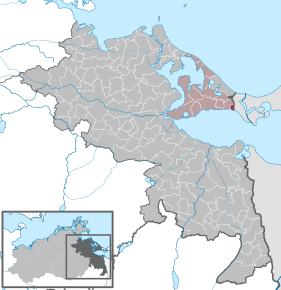Poziția Kamminke pe harta districtului Vorpommern-Greifswald
