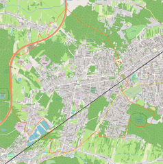 Mapa konturowa Kobyłki, po lewej znajduje się punkt z opisem „Kolonia Chór”