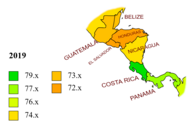 Change in life expectancy in Central America from 2019 to 2021[35]