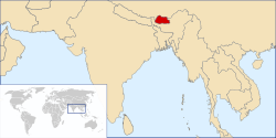 Localización de Bhután