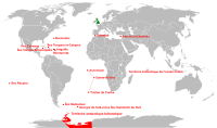 Carte de localisation des Territoires d'outre-mer du Royaume-Uni