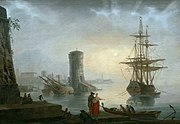 Medelhavshamn av Adrien Manglard (1740-talet).