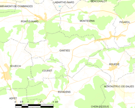 Mapa obce Ganties