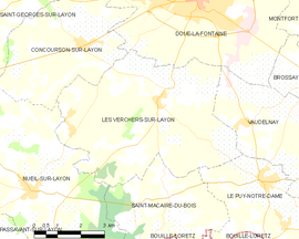 Mapa obce Les Verchers-sur-Layon