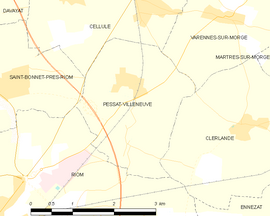 Mapa obce Pessat-Villeneuve