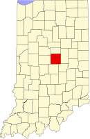 Map of Indiana highlighting Hamilton County