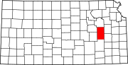Карта Канзаса с выделением округа Лион