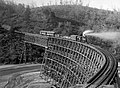 Mixed passenger and freight train on the old Bear River bridge, 1895