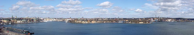 Från Gamla stan i väst till Beckholmen i öst, Skeppsholmen och Kastellholmen i mitten, 30 mars 2009.