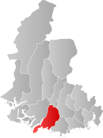 Mapa do condado de Agder com Lindesnes em destaque.