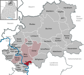 Poziția Neckarzimmern pe harta districtului Neckar-Odenwald-Kreis