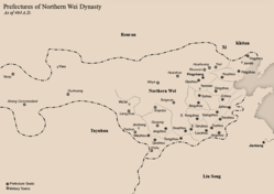 Административные единицы Северной Вэй по состоянию на 464 г. н.э.