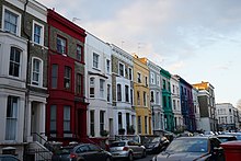 Image showing colorful houses on Lancaster road in Notting Hill, London.