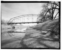 Merrill Bridge, spanning Milk River at Snake Creek-Merrill Road, west of Harlem OVERVIEW, NORTHWEST SIDE, VIEW TO SOUTHEAST - Merrill Bridge, Spanning Milk River at Snake Creek-Merrill Road, Harlem, Blaine County, MT HAER MT-123-2.tif