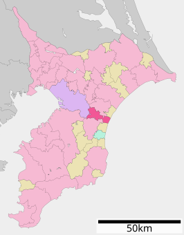 Situering van Oamishirasato in de prefectuur Chiba