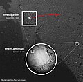 Первое испытание лазерного спектрометра ChemCam, видны следы от лазера на камне N165