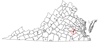 バージニア州におけるピーターズバーグの位置の位置図