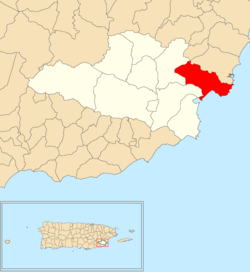 Location of Playa within the municipality of Yabucoa shown in red