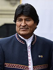 Former President, Evo Morales Presidentes del Peru y Bolivia inauguran Encuentro Presidencial y III Gabinete Binacional Peru-Bolivia (36962597345) (cropped).jpg