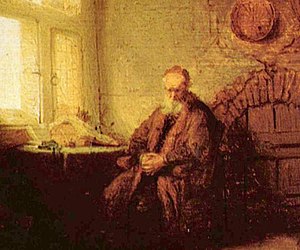 Rembrandt's Philosopher in Meditation (detail).