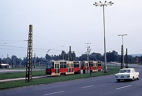 Trams Konstal 105N on balloon loop Basen Górniczy in 1975
