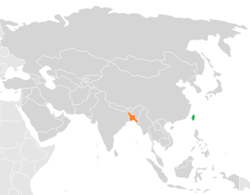 Map indicating locations of Taiwan and Bangladesh