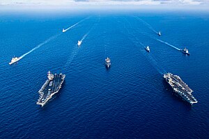 Авианосные ударные группы USS Dwight D. Eisenhower и USS Gerald R. Ford в ноябре 2023 года