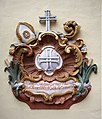 Wappen (1765) am ehemaligen Landhaus der Abtei St. Maria ad martyres