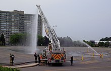 Firefighters taking part in a training exercise in Vaughan, Ontario, Canada Vaughan Fire training.jpg