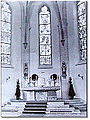 Innenansicht des Chores von St. Nikolaus in Veringenstadt nach der Renovation 1957.