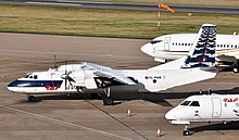 RAF-Avia An-26B at Birmingham Airport YL-RAB (32751673280).jpg