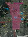 今宮神社の氏子区域（桃色）国土交通省 国土地理院 地図・空中写真閲覧サービスの空中写真を基に作成