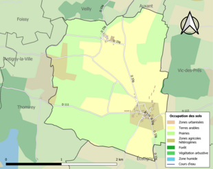 Carte en couleurs présentant l'occupation des sols.