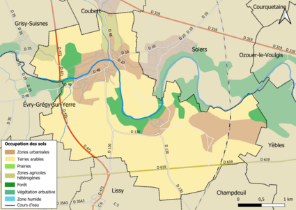 Carte des infrastructures et de l'occupation des sols en 2018 (CLC) de la commune.