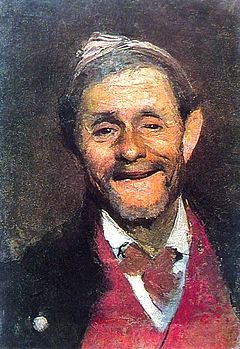 A. Beridze. A Smiling Old Man. Oil on canvas