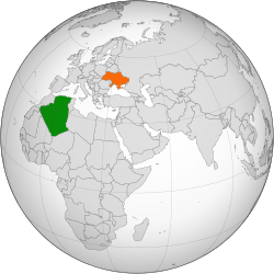 Map indicating locations of Algeria and Ukraine