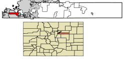 Расположение Гринвуд-Виллидж в округе Арапахо, штат Колорадо.