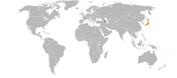 AzerbaijanとJapanの位置を示した地図