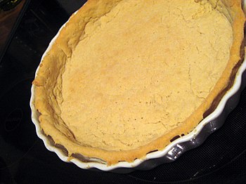 A blind-baked pie crust.